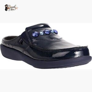 Faux Leather Mules with Bedazzled Gems and Orthotic Support